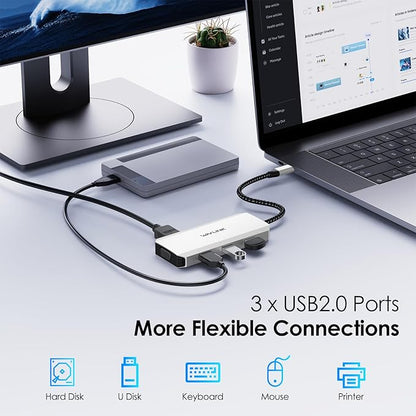 USB C Docking Station Dual DP Monitor, Displayport Docking Station with Dual DP, HDMI, VGA, USB2.0 Ports for Lenovo HP Dell, Windows System Computer