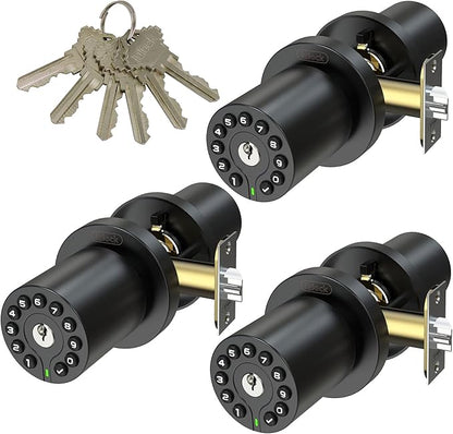 iulock IU-20 Code Door Lock, Electronic Door Knob with Keypad and Key, Auto Lock, Waterproof, Passage Function, Long Battery Life,50 Codes, Easy to use and Install for Office/Warehouse/Bedroom/Garage