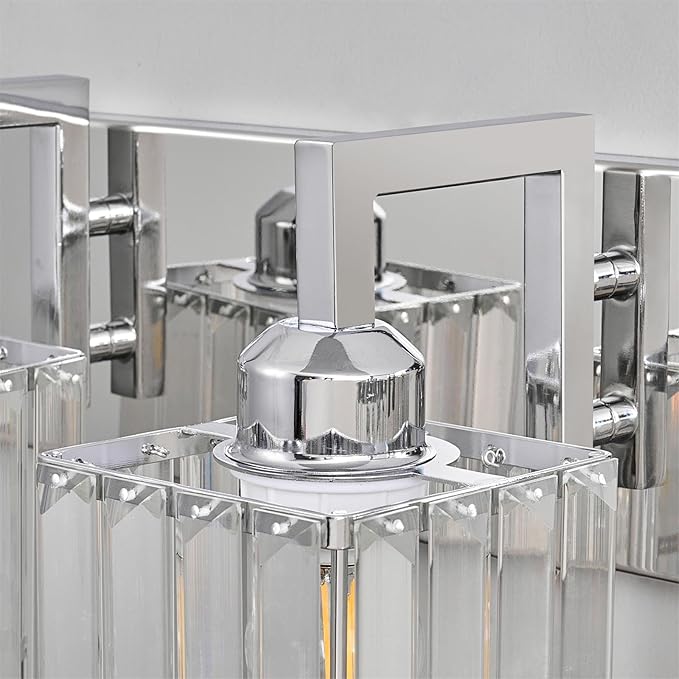 FDPBY Modern Bathroom Vanity Light 2-Lights Chrome Crystal Wall Lamp Bathroom Modern Crystal Vanity Lighting