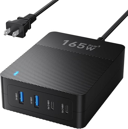 RYND 2026 Latest USB C Fast Charger,165W GaN 4-Port Charging Station Hub Block Cube, USB C Wall Charger Blocks with Dual Type C Ports,for iPad/iPhone 17 16 15 14 13 12 Pro Max Pixel Note Galaxy