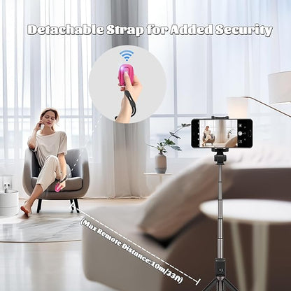 VYVIYON Bluetooth Camera Remote Shutter for iPhone and Android Smartphones, Rechargeable Wireless Phone Remote Control,Selfie Button for Photos and Videos, Charging Cable Included (2 Pack) Pink&White
