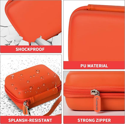 Carrying & Protective Case for Digital Camera, AbergBest 21 Mega Pixels 2.7" LCD Rechargeable HD/Kodak Pixpro/Canon PowerShot ELPH 180/190 / Sony DSCW800 / DSCW831 Cameras for Travel - Orange
