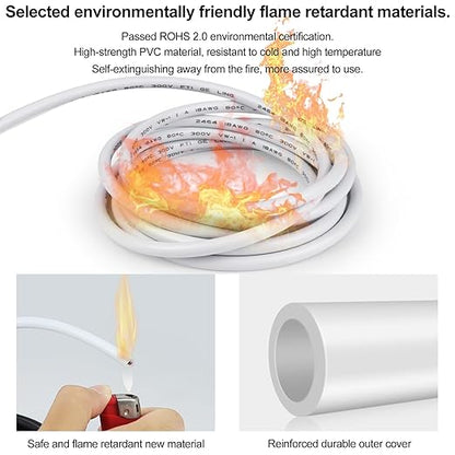 20 Gauge 5 Conductor Electrical Wire, 49.2FT Low Voltage 20/5 Tinned Copper Stranded 5 Wire Cable, 20 AWG White Flexible Extension Power Cord for Sprinkler, Thermostat, Speaker, Irrigation, Automotive