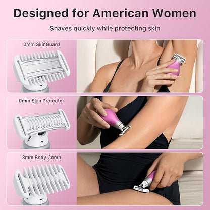 Trimcoo 2026 New Bikini Trimmer for Women - Small But Powerful Electric Razors, Intimate Pubic Hair/Lady Facial Painless Removal, USB-C Cordless Body Shaver for Trip, Replaceable Wet/Dry Blade, Pink