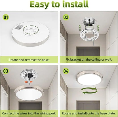 hykolity 2 Pack 9 Inch Selectable CCT LED Round Flat Panel Light, 18W 1800LM 3000K/4000K/5000K, Edge-Lit Flush Mount Ceiling Light Fixture for Kitchen, Bedroom, Laundry and Closet Room,Brush Nickel