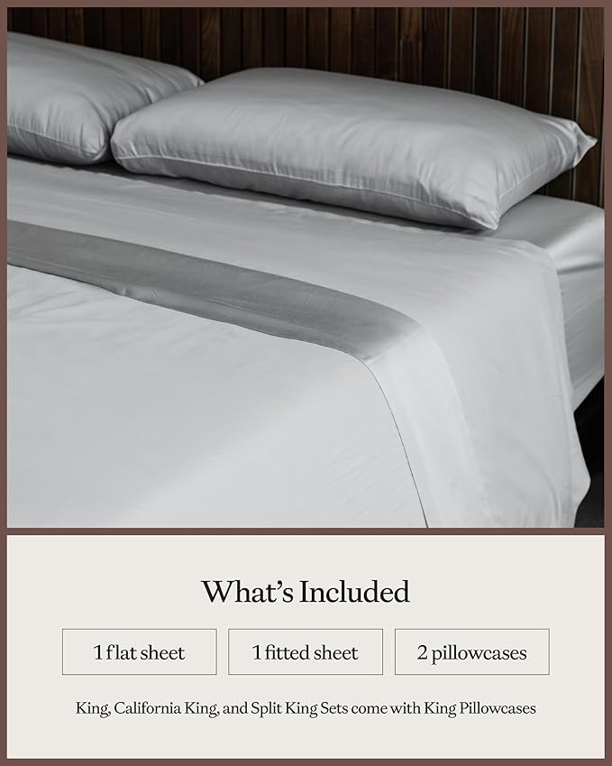 Cozy Earth Luxury Bed Sheet Set - 100% Viscose from Bamboo Fabric, Ultra-Soft & Breathable, Fits Regular & Deep Pocket Mattresses up to 20" - 4 Pieces California King Sheet Set Gray