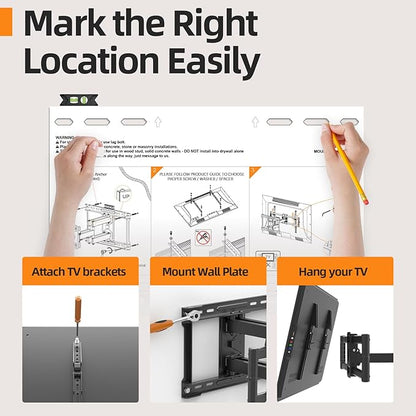 IWORKBOARD 75 85 inch Full Motion TV Wall Mount for 40-86'' TV Mount, Heavy Duty Adjustable articulating Bracket Tilt Swivel Extension Level, VESA 600x400mm, 16" Studs, 132 lbs for 65 70 75+ TVs