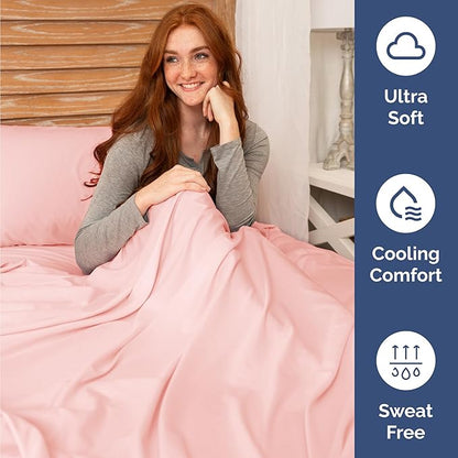 Twin Size 3 Piece Sheet Set - Comfy Breathable & Cooling Bed Sheets Set - Hotel Luxury Bedding for Women, Men, Kids, Teens, Boys & Girls - Deep Pockets, Ultra-Soft, Wrinkle Free - Oeko-Tex - Baby Pink