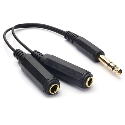 Disino 1/4 Splitter, 1/4" TRS Stereo Male to Dual Female Y Splitter Cable Quarter Inch Splitter Cord - 8 Inch / 20cm