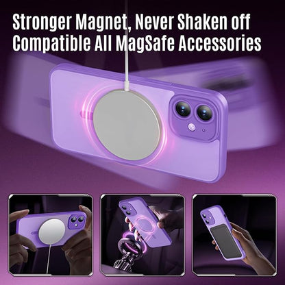 Designed for iPhone 12 Case, Compatible with MagSafe, with Privacy Screen Protectors X2, [Camera Protection] [15FT Military Drop Protection] Shockproof Phone Case, 6.1", Light Purple
