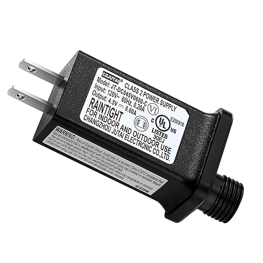 4.5V 0.6A Replacement LED Transformer Class 2 Power Supply Adapter Ip44 LED Light Controller Low Voltage Transformer for Halloween Christmas String Light Inflatable Decorations (4.5V2.7W 1PCS)