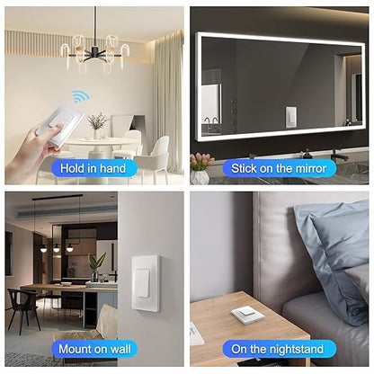 Thinkbee Self-Powered Wireless Light Switch and Receiver Kit, Kinetic Remote Control Wall Switch for Lights LED Lamps Ceiling Lighting Fixture Fans No Battery No WiFi Needed