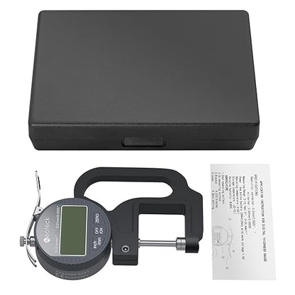 Neoteck Digital Thickness Gauge 1inch/25.4mm,0.0005inch/0.01mm LCD Display with Inch/MM Conversion One-Hand Quick Press Thickness Measuring Tool for Leather Paper Fabric Film etc.-Silver-Grey