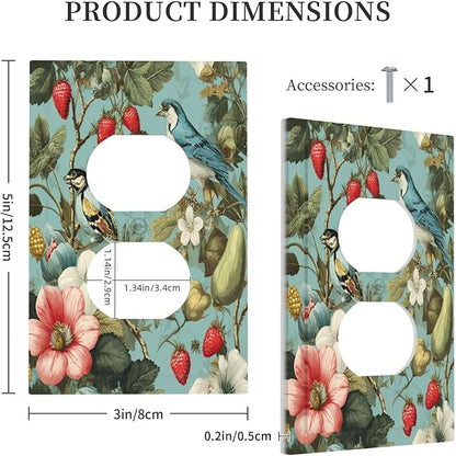 Bvtewkhz William Morris Flower Duplex Outlet Wall Plate Cover Decorative Light Switch Covers Electrical Faceplate Switch Plates for Bathroom Kitchen Home