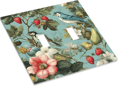 Bvtewkhz William Morris Flower 2 Gang Double Toggle Wall Plate Cover Decorative Light Switch Covers Electrical Faceplate Switch Plates for Bathroom Kitchen Home