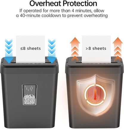 8-Sheet Cross Cut P-4 Security Paper Shredder, 4.2 Gal Bin with Portable Handle, Credit Card/Staple/Clip Shredder for Home Office