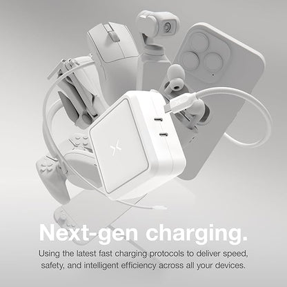 NOCO XGrid X100: 100W USB-C Charger – Dual Port GaN Power Adapter with PD 3.0, QC 4.0+, and PPS – Fast Charging with Smart Power Distribution – Foldable Wall Plug, UL Listed