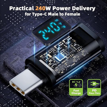 chenyang USB C Digital Display Adapter, USB 4.0 Type C Male to Female 40Gbps 8K@60Hz Data Transfer PD 240W Fast Charging Power Meter Tester Converter Adapter