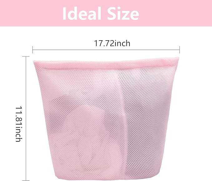 Guozcaray laundry bag with handles mesh laundry bags washing machine laundry totes travel storage and sorting bag for Clothes laundry bag for delicates(Pink)