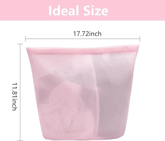 Guozcaray laundry bag with handles mesh laundry bags washing machine laundry totes travel storage and sorting bag for Clothes laundry bag for delicates(Pink)