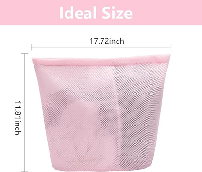 Guozcaray 2 Pcs Special Zoning laundry bag for delicates with handles mesh laundry bags washing machine laundry totes travel storage and sorting bag(Pink-Blue)