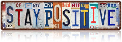 Vintage Stay Positive Wall Decor Street Signs Home Bar Coffee Metal Tin Signs 16 x 4 Inches