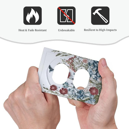 Bvtewkhz Wildflowers Flowers Floral Plants Duplex Outlet Wall Plate Cover Decorative Light Switch Covers Electrical Faceplate Switch Plates for Bathroom Kitchen Home