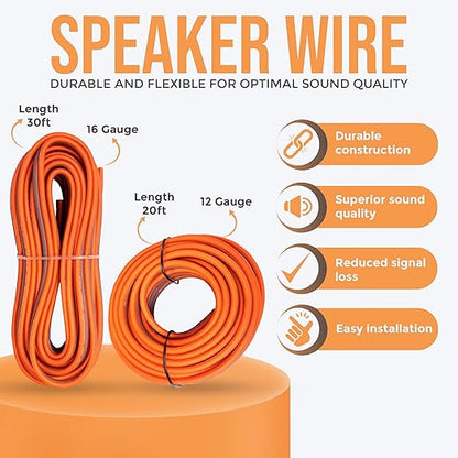 Elite Audio Premium Series Amp Kit Copper Clad Aluminum Wire, Triple-Shielded RCA Cables, High-Power Capacity, ANL Fuse Holder, Car Amplifier Install Kit (0 Gauge (Dual Amp))