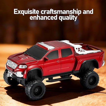 WSTER WS-X65 Pickup Truck Replica Bluetooth Speaker – HD Sound, FM Radio, TWS Stereo, LED Party Lights, USB/TF Playback, Built-in Mic – Cool Portable Car Design Speaker for Outdoors & Home (Red)