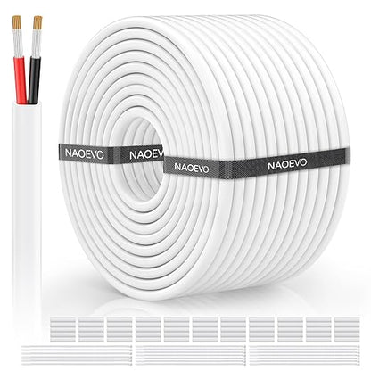 NAOVEO 10 Gauge Wire 2 Conductor Electrical Wire, 10 AWG Stranded PVC Tinned Copper Cable, Flexible/Low Voltage Automotive Wiring for LED Lamps, Marine, Speaker, Appliances (100FT)