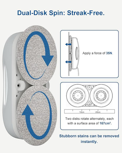 JSDROBOT S9PRO Window Cleaning Robot,Window Cleaner Robot with Portable Station Suitable for Stubborn Stains Intelligent Path Planning Automatic Dual Water Spray Edge Detection