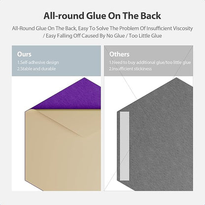 Amantech 12 Pack Acoustic Panels Self Adhesive Sound Proof Foam, High Density Sound Acoustic Panel, 12X10.23X0.4 Inch Hexagon Panels in Home, Office, Reccording Room, Studio,and more(Violet)