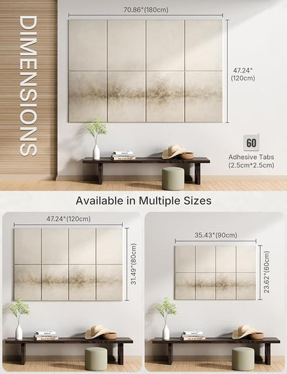 Wall Art Acoustic Panels,70''×47''Sound Absorbing Panels-8-Pack with 60 Adhesive Tabs, Decorative Sound Absorbing Panels for Living Room and Recording Studio, Offices-Dawn Embrace