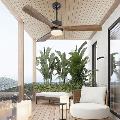 revoici 52" Ceiling Fans with Lights and Remote Control, Indoor Outdoor Ceiling Fans Farmhouse, Timing 6 Speeds 3 Color Light with Memory Lighting Function