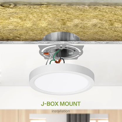 ASD LED 7" Round Flush Mount Ceiling Light Fixture, Low Profile Surface Lighting | 5CCT, Dimmable, Ultra-Thin, ETL Listed | 15W 1260LM 2700-6000K 120V | Kitchen, Bedroom, Hallway Lamp | White, 12 Pack