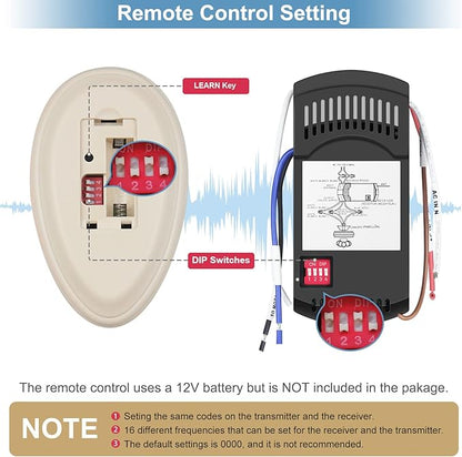 Universal Ceiling Fan Remote Control Kit Dimmable, Replacement for Hampton Bay, Hunter,Allen+Roth Kichler, FAN-28R L3HFAN35T1 FAN-35T1 L3HFAN35T FAN-35T KUJCE9603 UC7202T CHQ7202T