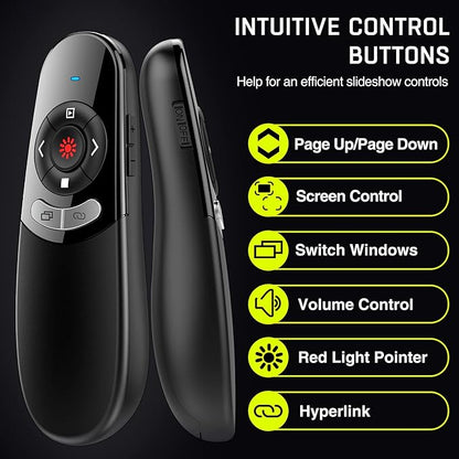 2 in 1 USB Type C Presentation Clicker with Red Light Pointer, Wireless Presenter for PowerPoint Presentation PPT Clicker, 2.4GHz Presenter Remote Slide Advancer for MacBook/Computer/Laptop