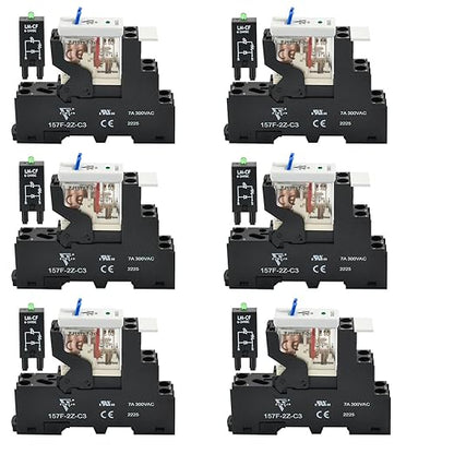 UL Listed 6 Pcs 8-Amp Electromagnetic Relay 24V DC Relay DPDT 2NO 2NC 8Pin Socket Base with Indicator Light Module and Test Button