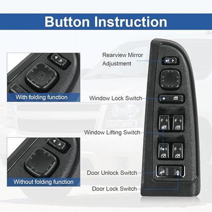 DICMIC Front Driver Side Master Power Window Switch and Door Lock & Black Bezel Assembly Compatible with 2003-2007 Chevrolet, GMC, Cadillac Select Model Replace# 15883323, 901-075, DWS-220