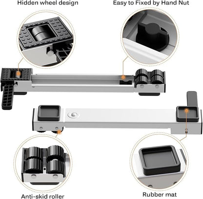KVRG Appliance Rollers Heavy Duty,Newest Extendable Appliance Sliders,Liftable Washing Machine Base,Easily Move Washer and Dryer Machines,Refrigerators,Furniture-White