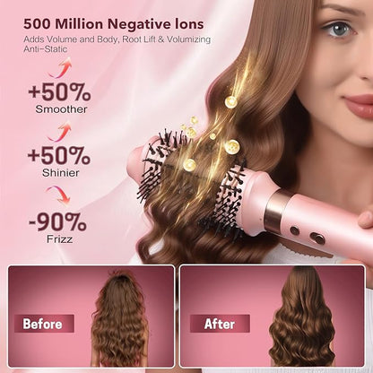 Mythsight Dual Voltage StyleVibe 8-in-1 Air Styler, Hair Dryer & Blow Dryer Brush with Travel Case - Auto Wrap Curls (L/R), Fast Drying, Thermal Brush for Blowouts & Frizz-Free Volume, No Heat Damage