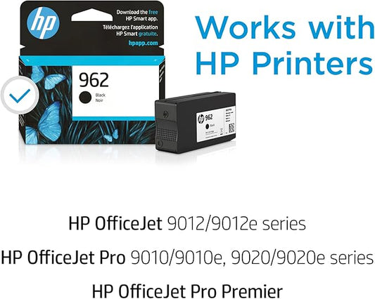 HP 962 Black Ink Cartridge | Works with OfficeJet 9010, Pro 9020 | Eligible for Instant Ink | 3HZ99AN
