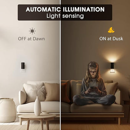 Briignite Night Lights Plug into Wall, Modern LED Night Light Plug in, Dusk to Dawn Sensor, Soft White 3000K, 0-100LM Adjustable Brightness, Dimmable NightLight for Hallway, Bedroom, Stairway, 2 Pack