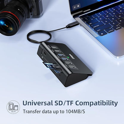 USB C Hub, intpw 9-in-1 USB Multiport Adapter with 4K HDMI, PD 100W, USB-C and 2 USB A 3.0 5Gbps, 2 USB A 2.0, SD/TF Slots for MacBook Pro/Air, iPad Pro, iPhone 15/16 Series
