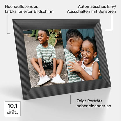 Aura Carver HD WiFi Digital Picture Frame, 10.1”, Add Photos with Aura App, Free Unlimited Storage - Wirecutter’s Pick for Best Digital Photo Frame 2022 - Gravel