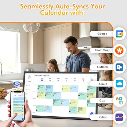 32" Smart Digital Frame Calendar-for-Family-Planner - Electronic Calendar for Business Chore Chart, Touchscreen Display for Family Schedules, Auto-Sync Google iCloud Outlook Calendars for Mom Dad
