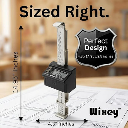 Wixey Digital Planer Gauge – Electronic Digital Readout & Thickness Measuring Tool – Accurate Calibration & Digital Dimensions – Perfect Portable Planer Accessory for Woodworking Upgrade