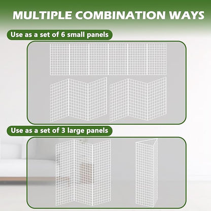 Koretech Grid Wall Panels 3 Pcs, Commercial Grade Gridwall Panels, Metal Grid Wall Panel Display Stand, You Can DIY 6 Pack 2'x3' or 3 Pack 2'x6', White