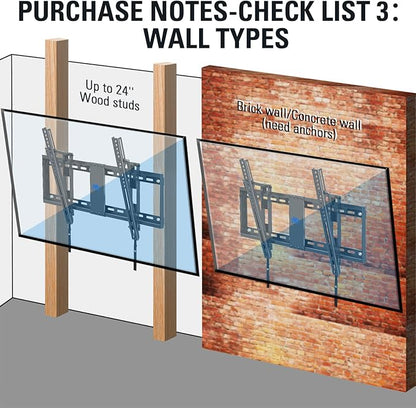 Mounting Dream Tilt TV Wall Mount - Fits 42-70 Inch TVs, Tilt Up to 20 Degrees, VESA 200x100 to 600x400mm, 132 lbs Loading, Fits 16", 18", 24" Studs - MD2165-LK