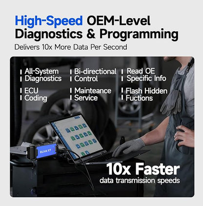 TOPDON J2534 VCI Tool, High-Speed EnhancedJ2534 VCI, J2534 Pass-Thru OEM Functions and Diagnostic Tool, Supports J2534/D-PDU/CAN-FD/DoIP, 8 Vehicle Brands Supported, RLink X7